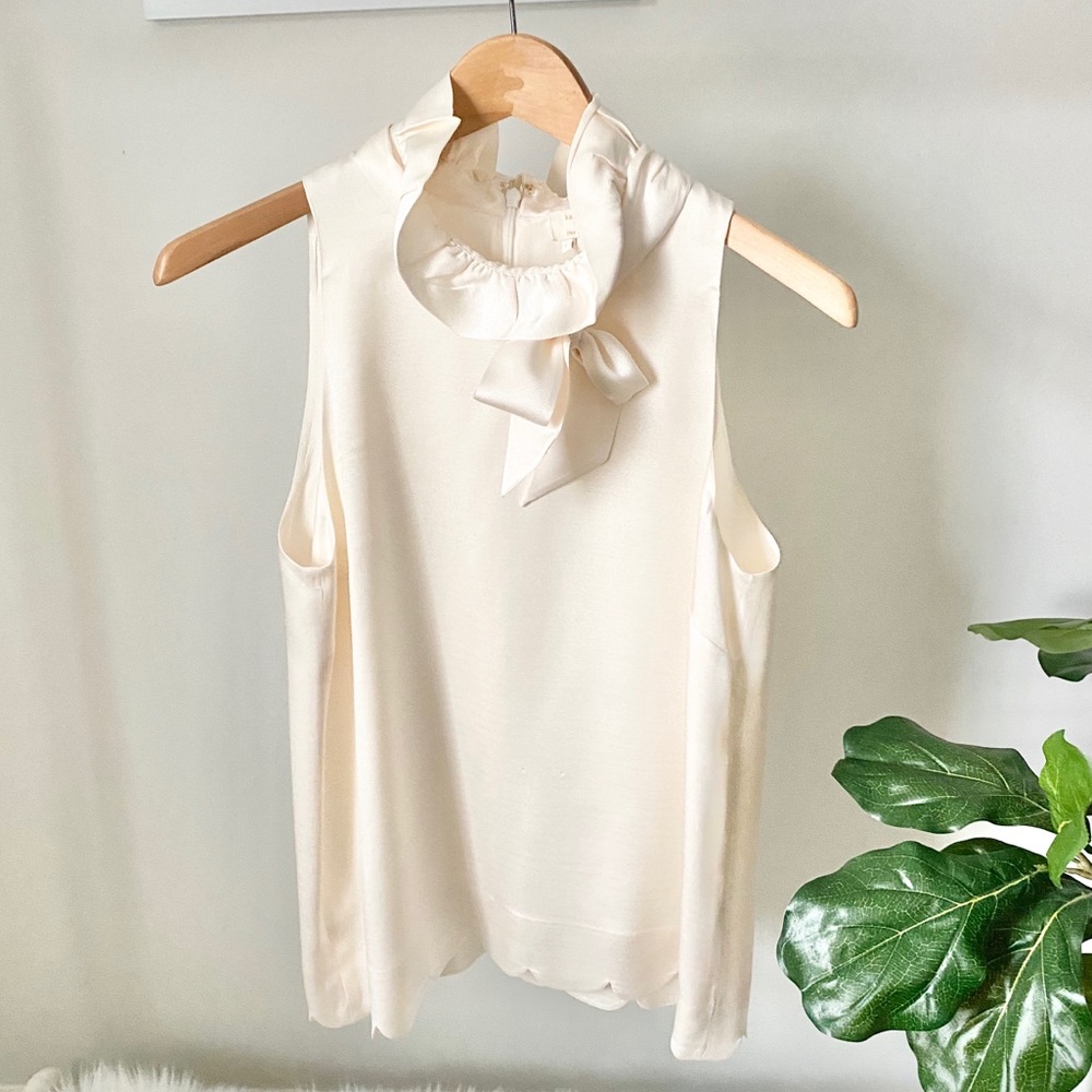Kate Spade sleeveless silk tie neck blouse